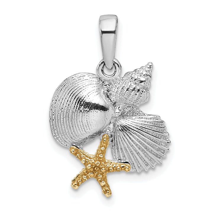 Sterling Silver Shells with 14k Starfish Pendant