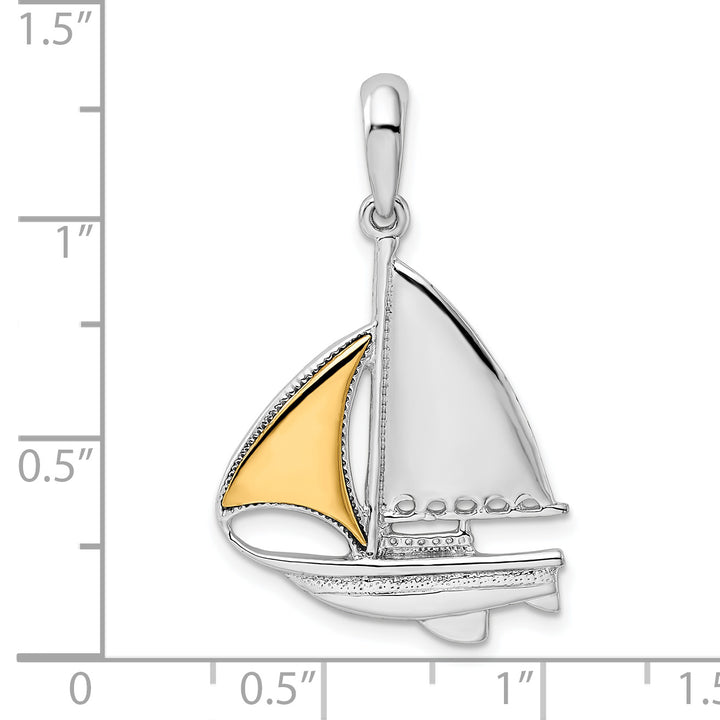 Sterling Silver Sailboat with 14k Sail Pendant