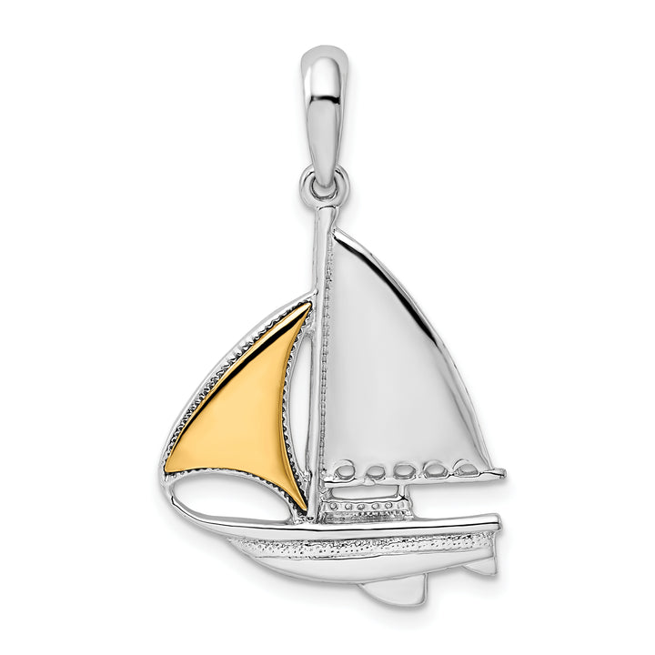 Sterling Silver Sailboat with 14k Sail Pendant