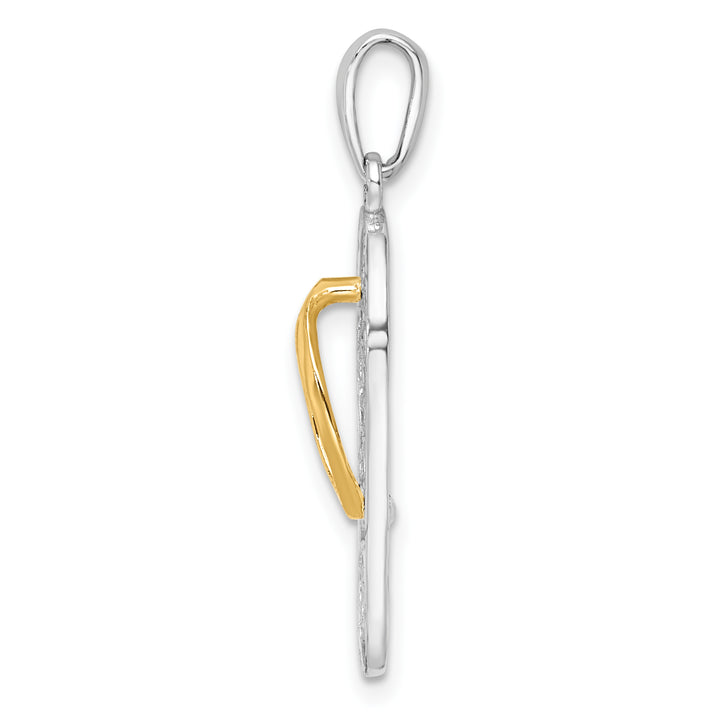 Sterling Silver 3D Floral Flip-flop with 14k Straps Pendant