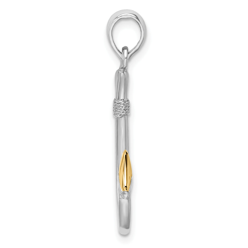 Sterling Silver 3D Fish Hook with 14k Accent Pendant
