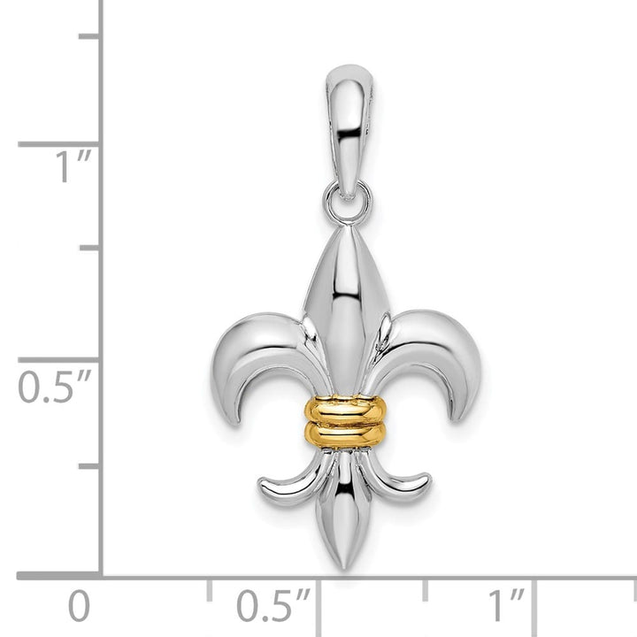 Lovely Rita's Pendants & Charms Sterling Silver Polished Fleur de Lis with 14k Accent Pendant