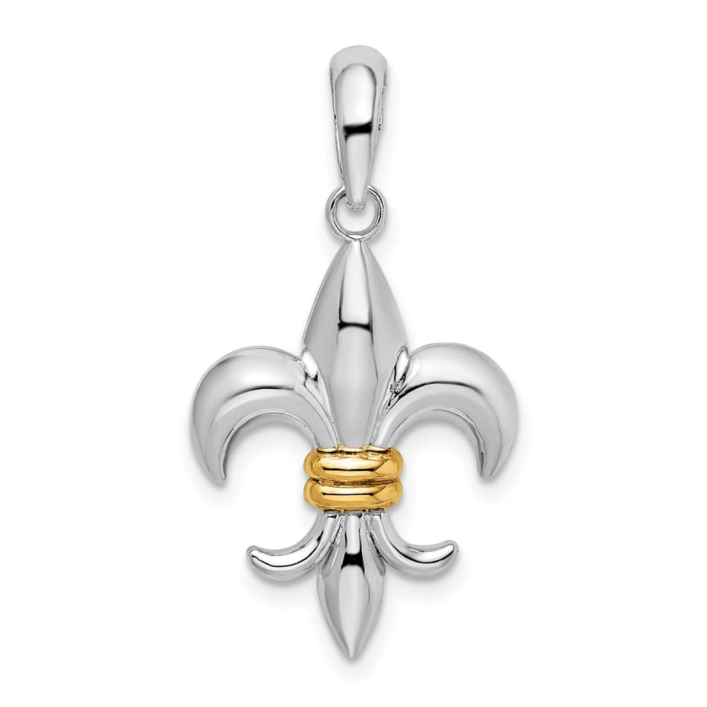 Lovely Rita's Pendants & Charms Sterling Silver Polished Fleur de Lis with 14k Accent Pendant