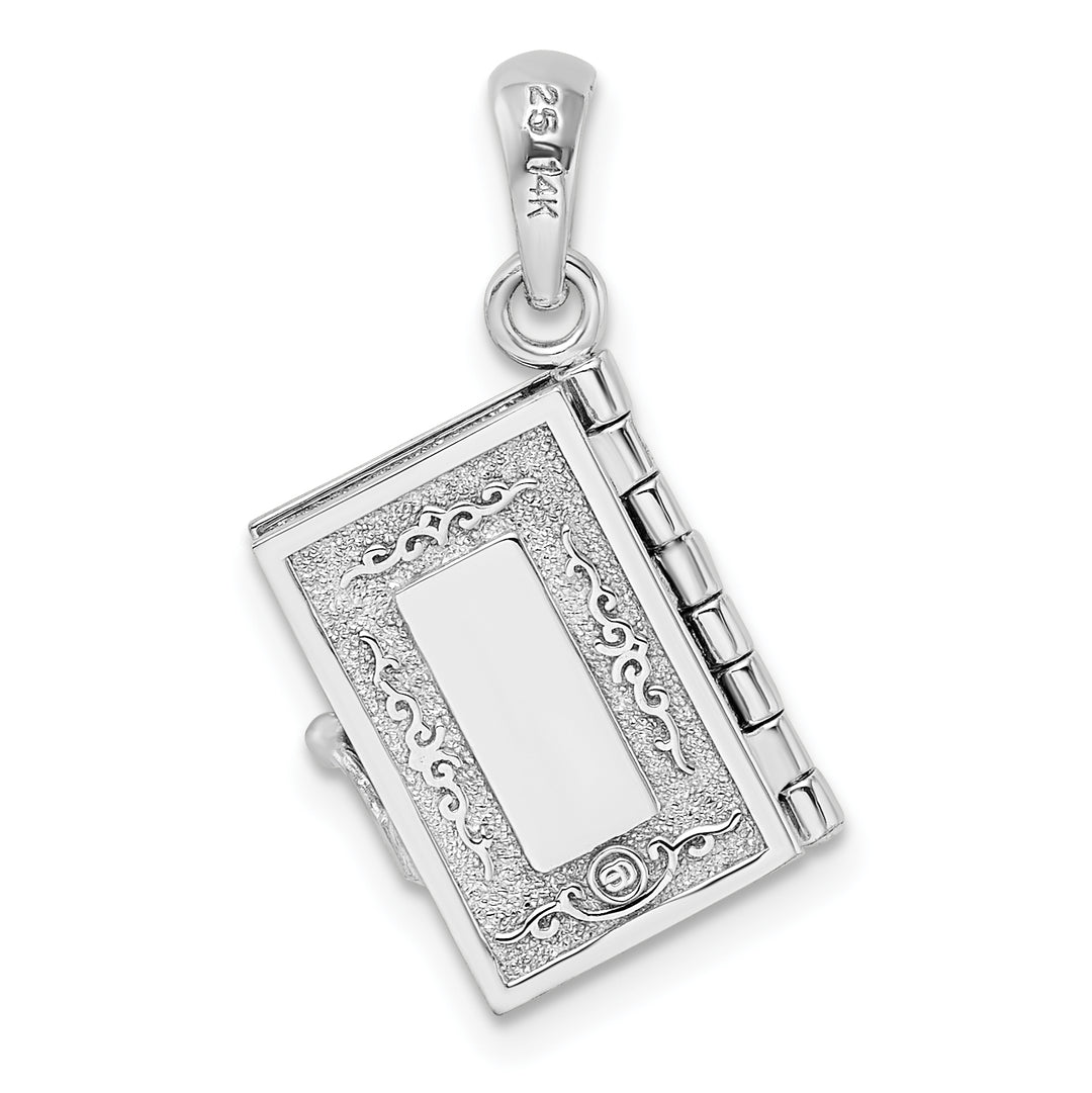 Sterling Silver 3D Lord's Prayer Holy Bible with 14k Pendant