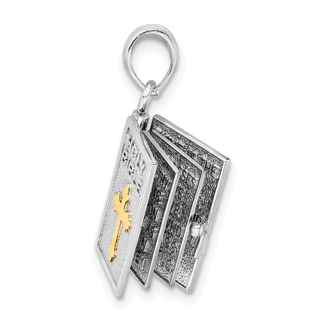 Sterling Silver Polished 3D Lord's Prayer Holy Bible Pendant