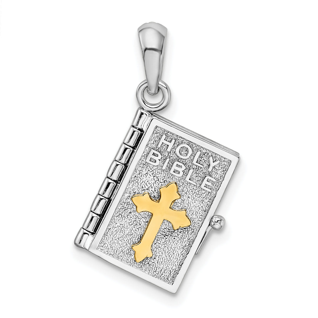 Sterling Silver Polished 3D Lord's Prayer Holy Bible Pendant