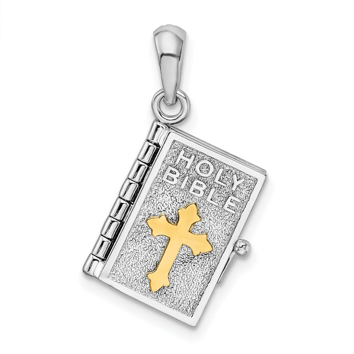 Sterling Silver Polished 3D Lord's Prayer Holy Bible Pendant