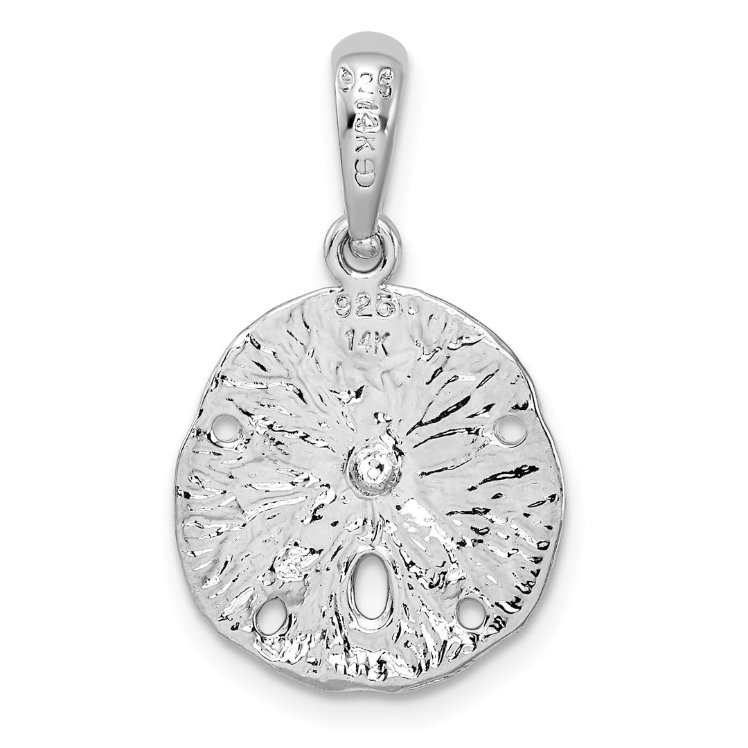 Sterling Silver Textured Sand Dollar with 14k Starfish Pendant