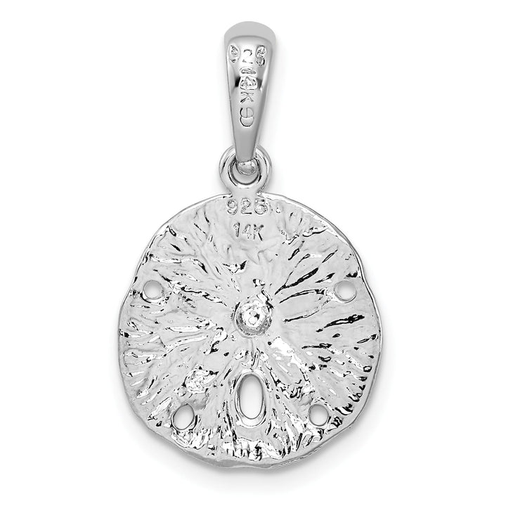 Sterling Silver Textured Sand Dollar with 14k Starfish Pendant