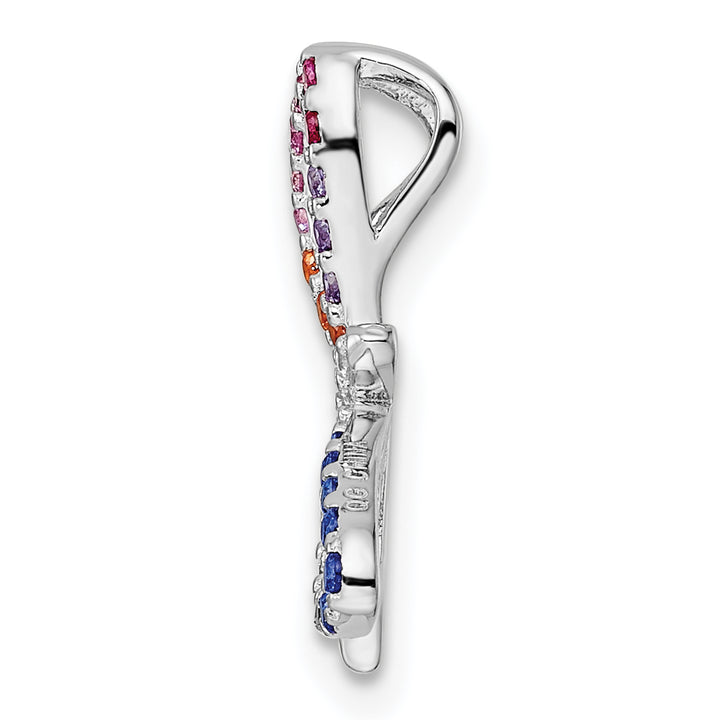 Sterling Silver Multicolor CZ Dragonfly Chain Slide