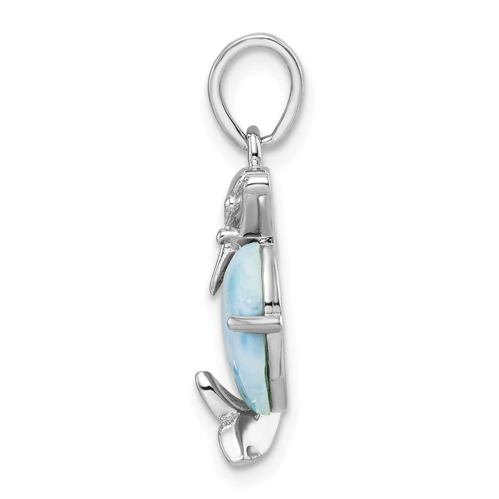 Sterling Silver Filigree Dolphin Larimar Pendant