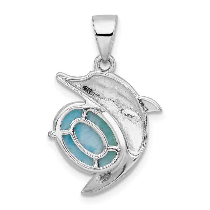 Sterling Silver Filigree Dolphin Larimar Pendant