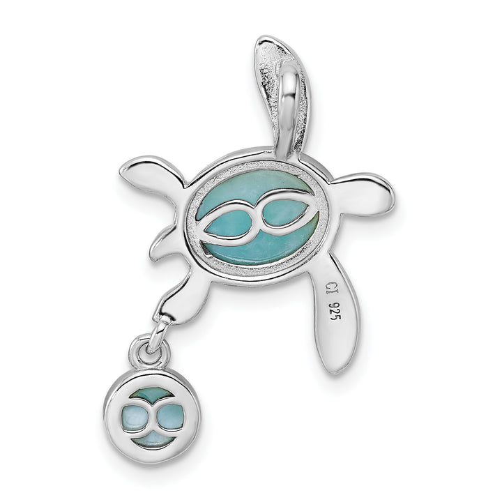 Sterling Silver Larimar Turtle Chain Slide