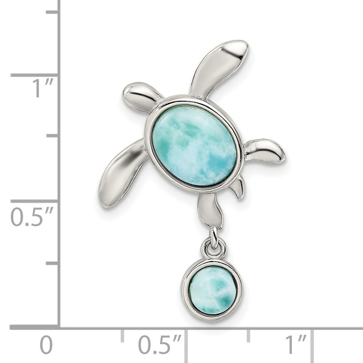 Sterling Silver Larimar Turtle Chain Slide
