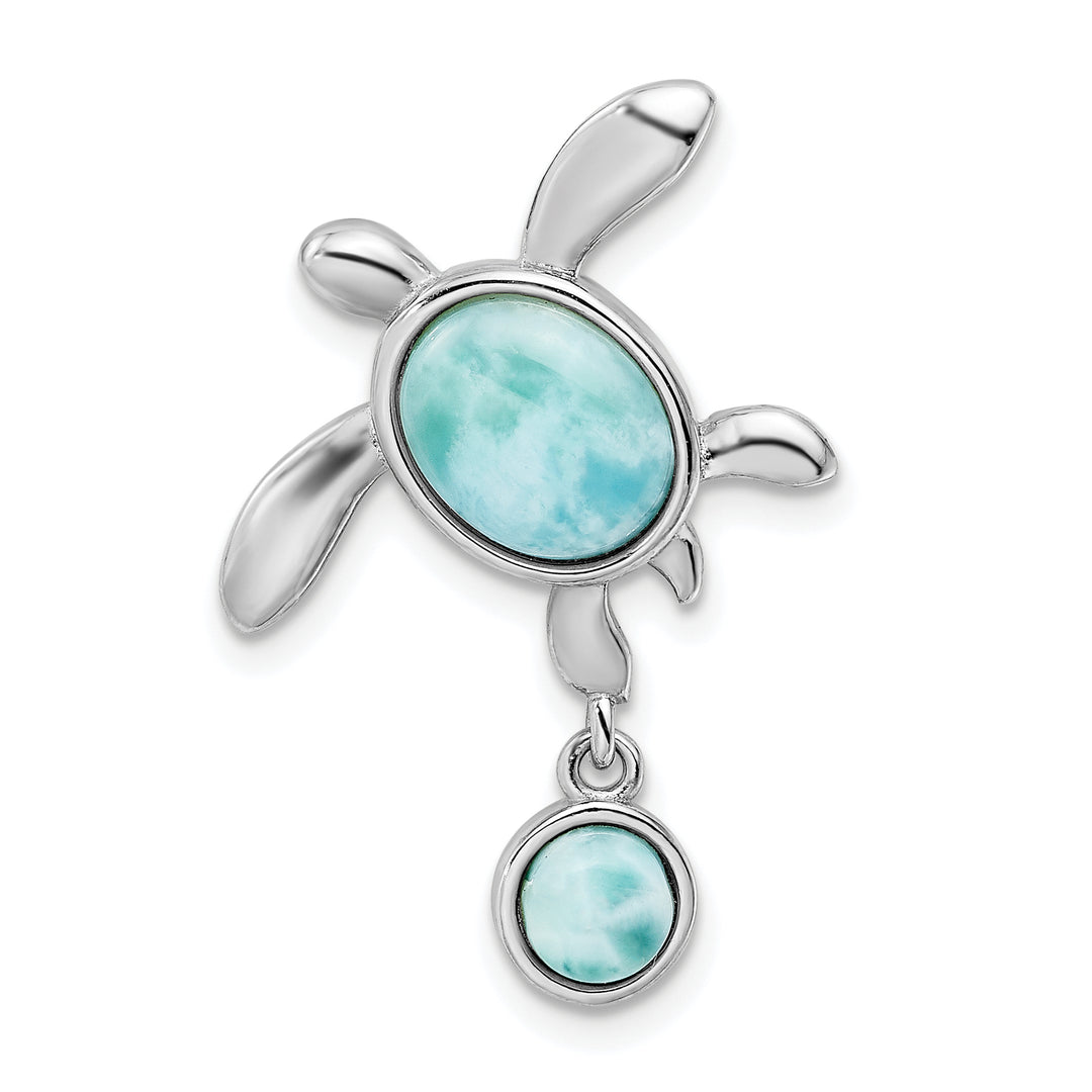 Sterling Silver Larimar Turtle Chain Slide