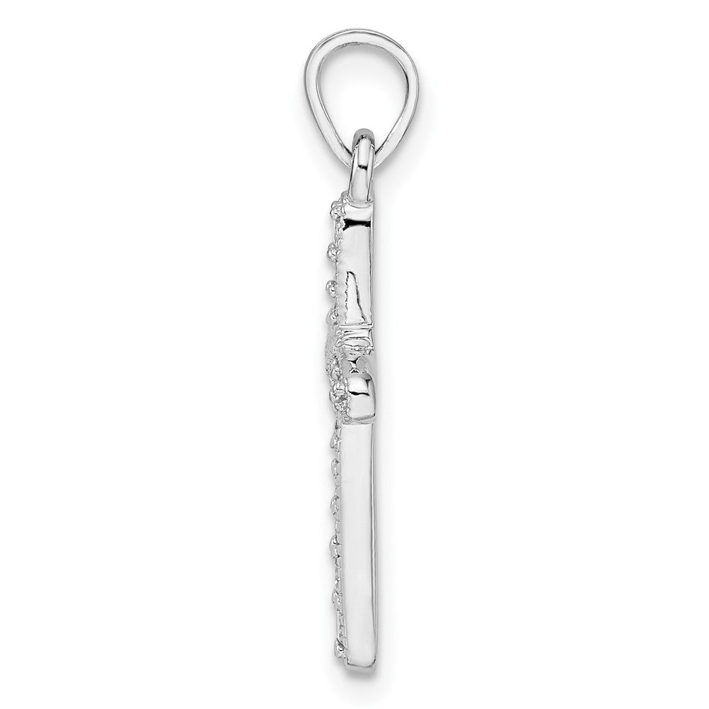 Sterling Silver CZ X-Center Cross Pendant, view 2 of 4