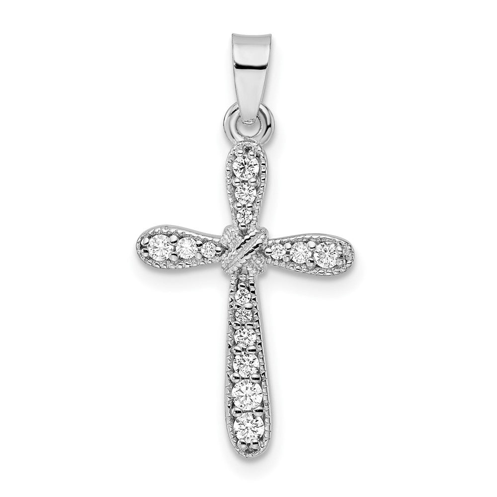 Sterling Silver CZ X-Center Cross Pendant