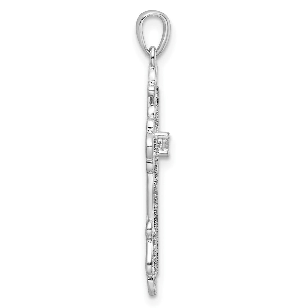 Sterling Silver CZ Fancy Cross Pendant, view 2 of 4