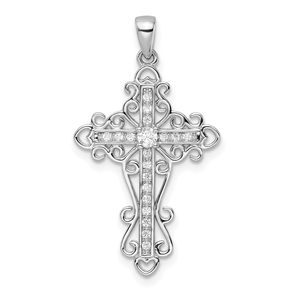 Sterling Silver CZ Fancy Cross Pendant