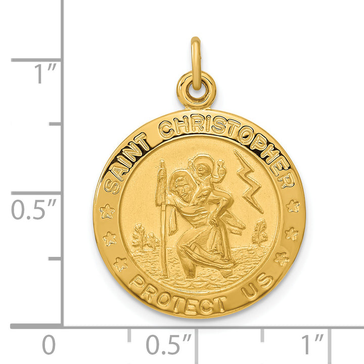 Sterling Silver Polished and Satin Saint Christopher Pendant