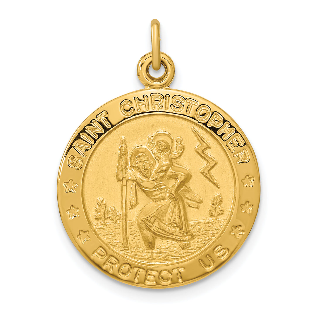 Sterling Silver Polished and Satin Saint Christopher Pendant