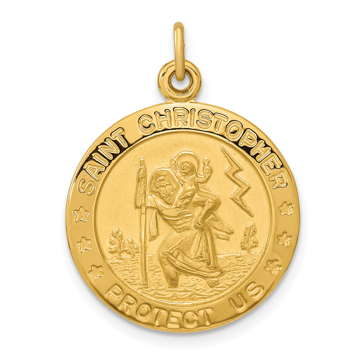 Sterling Silver Polished and Satin Saint Christopher Pendant