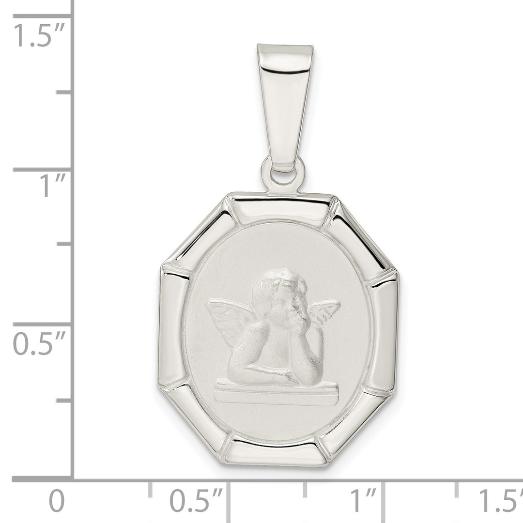 Sterling Silver Satin Raphael Angel Pendant