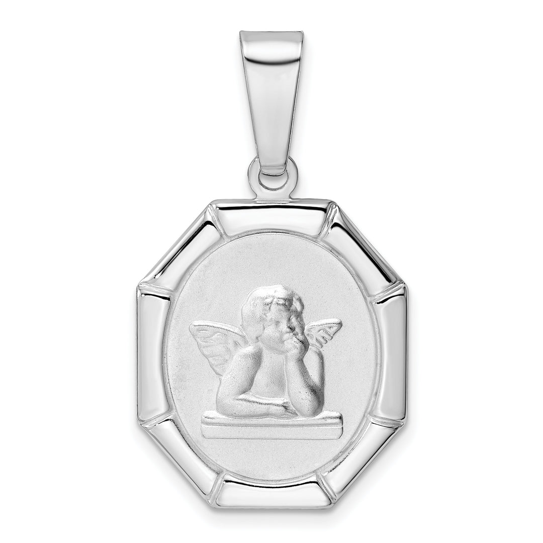 Sterling Silver Satin Raphael Angel Pendant