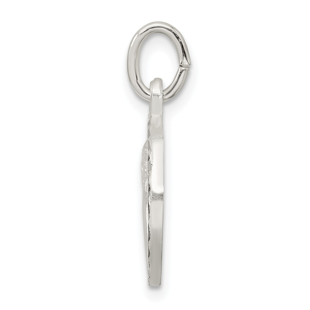 Sterling Silver Polished Satin and D/C Cherub Circle Charm