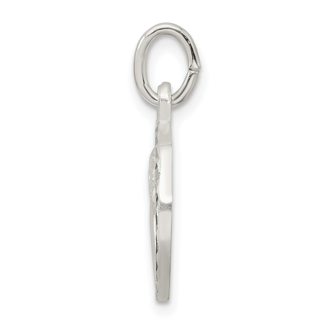 Sterling Silver Polished Satin and D/C Cherub Circle Charm