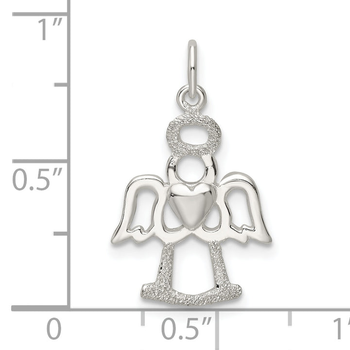 Sterling Silver Polished and Lasered Angel Pendant