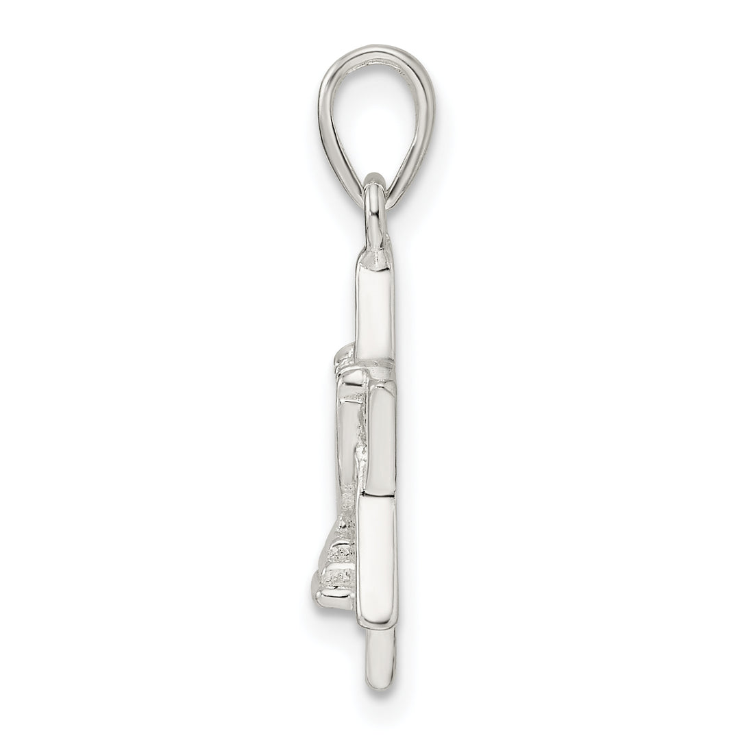 Sterling Silver Polished and D/C Star of David with Menorah Pendant
