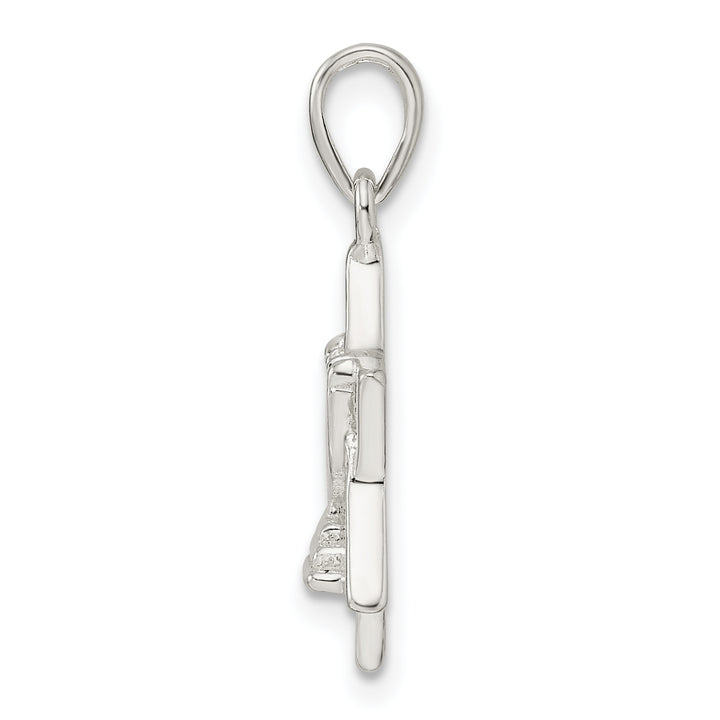 Sterling Silver Polished and D/C Star of David with Menorah Pendant