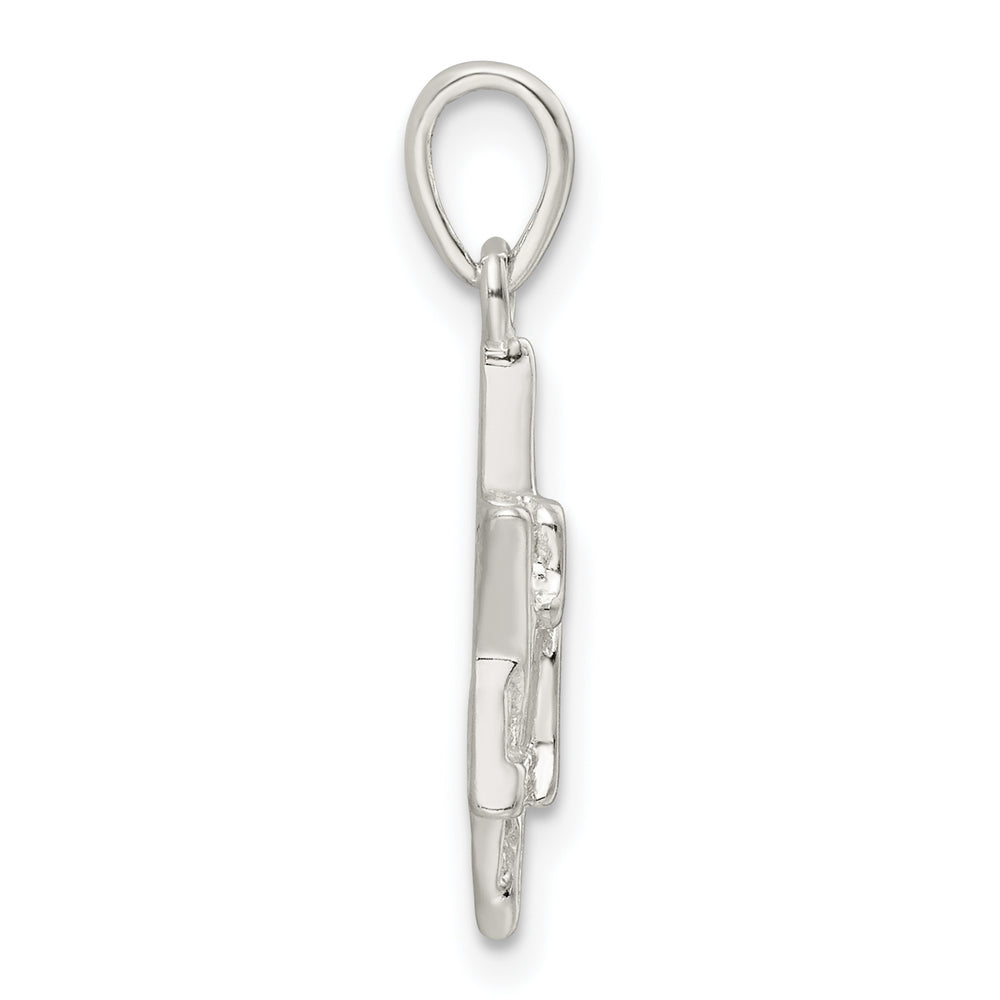 Sterling Silver Polished and D/C Star of David with Chai Pendant