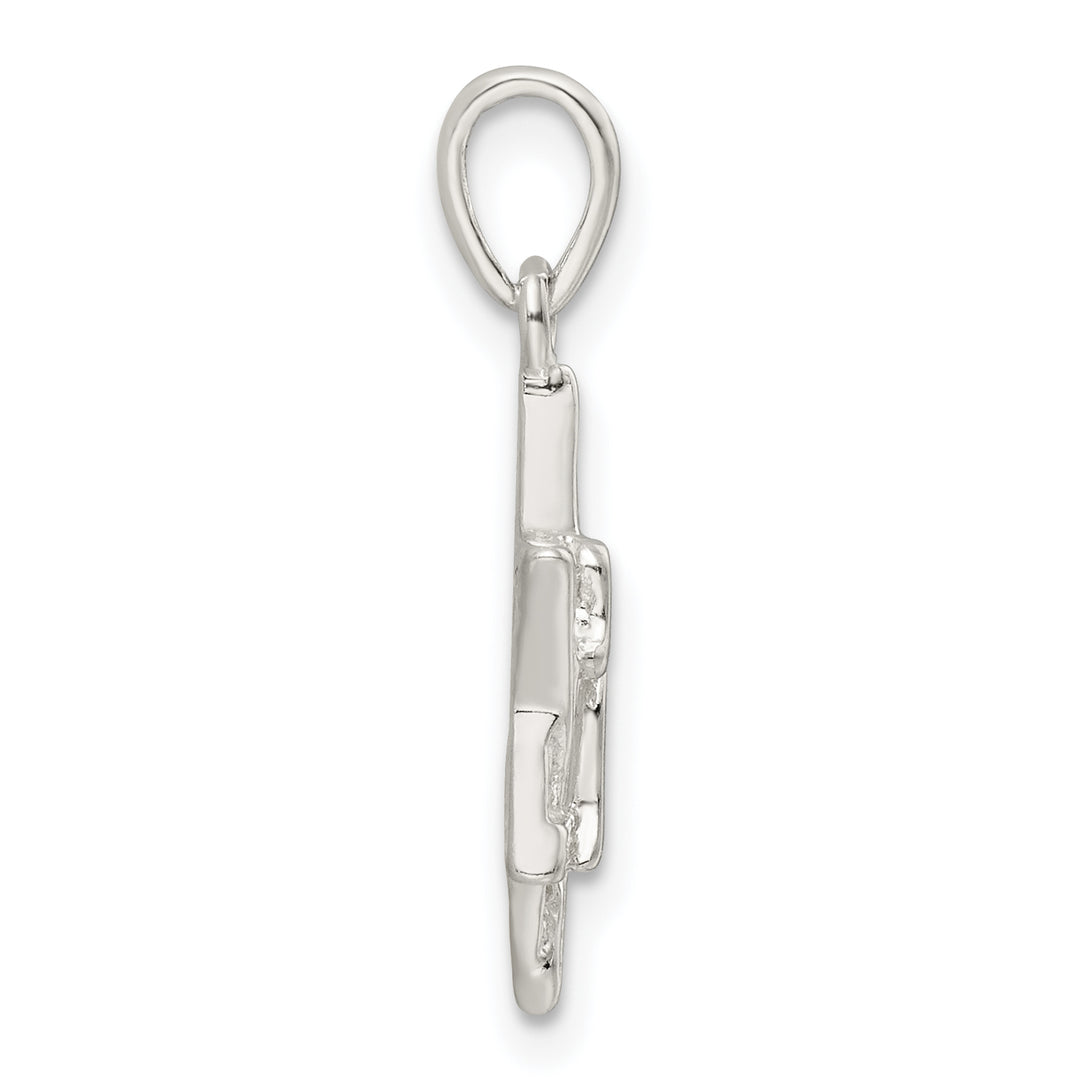 Sterling Silver Polished and D/C Star of David with Chai Pendant