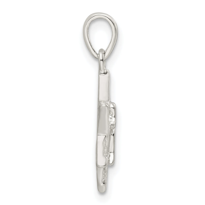 Sterling Silver Polished and D/C Star of David with Chai Pendant