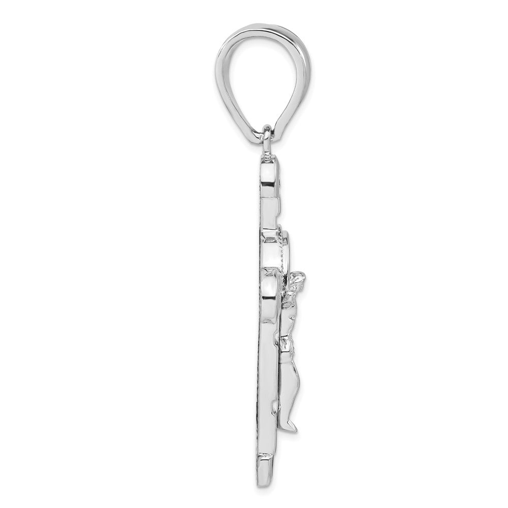Sterling Silver Polished CZ Crucifix Pendant, view 2 of 4