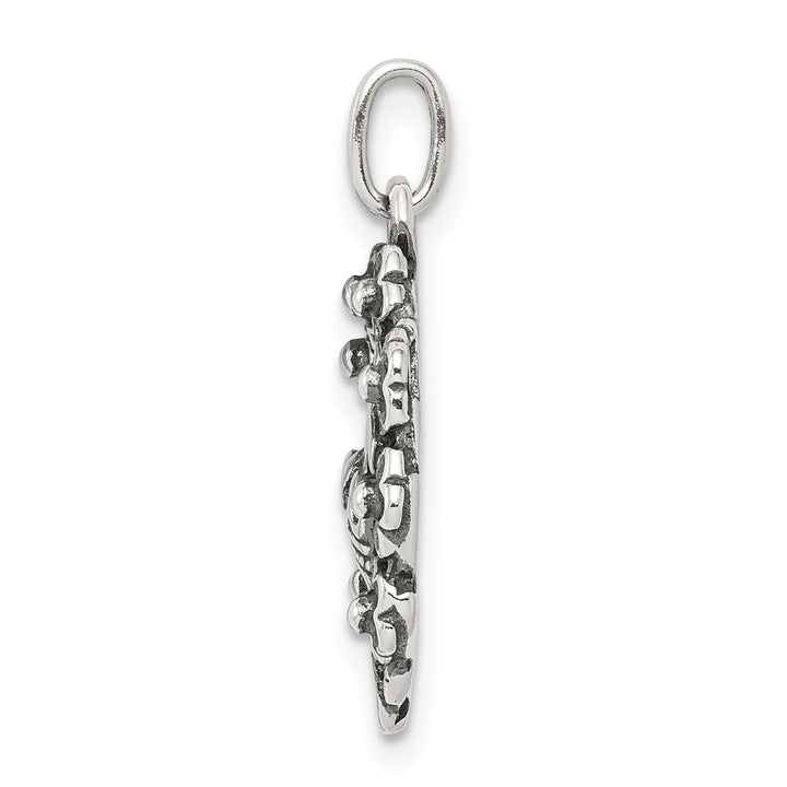Sterling Silver Antiqued Cross, Crown and Wreath Charm