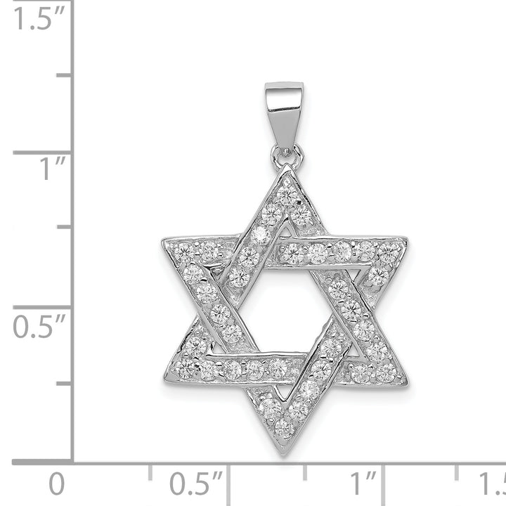 Sterling Silver CZ Star of David Pendant