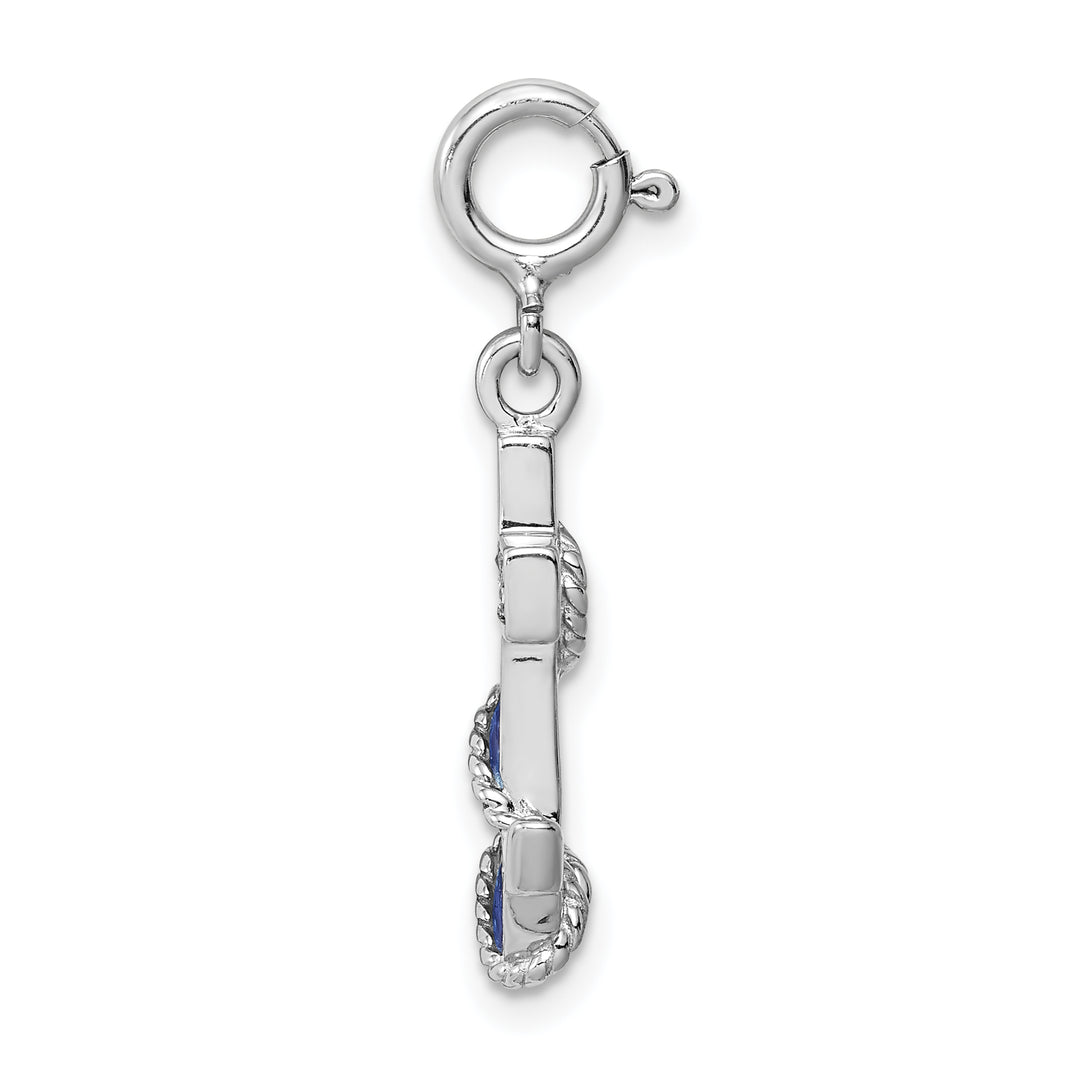 Sterling Silver Preciosa Crystals and Blue Enamel Anchor Charm