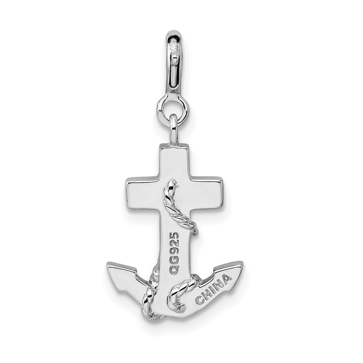 Sterling Silver Preciosa Crystals and Blue Enamel Anchor Charm