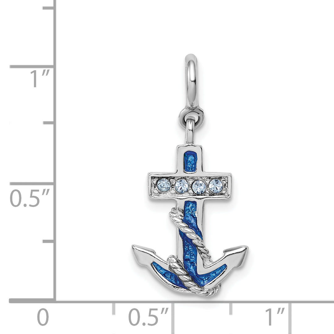 Sterling Silver Preciosa Crystals and Blue Enamel Anchor Charm