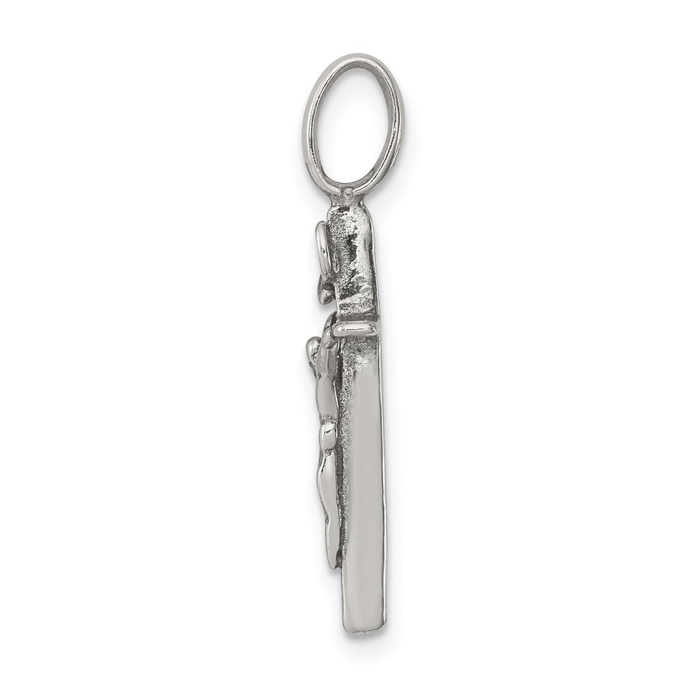 Sterling Silver Antiqued INRI Crucifix Pendant 25x11mm, view 2 of 4
