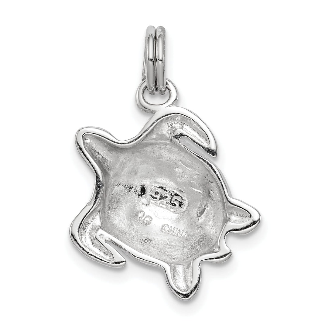 Sterling Silver Green Enamel Turtle Charm