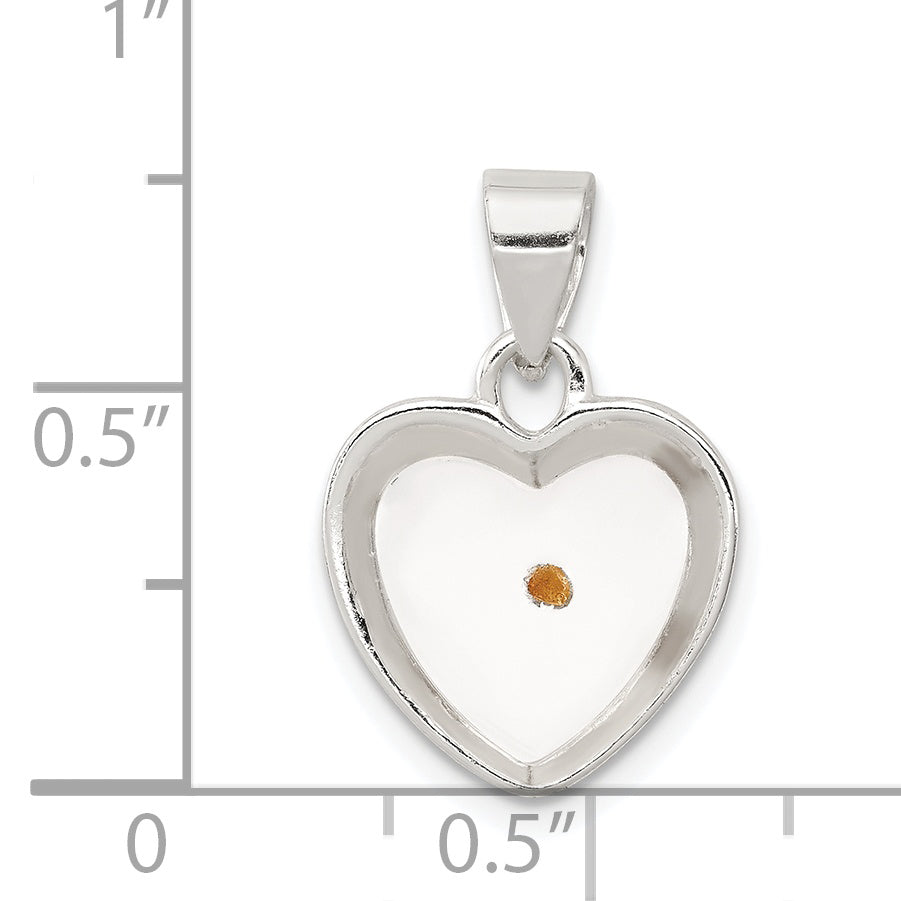 Sterling Silver Enameled Mustard Seed Heart Pendant