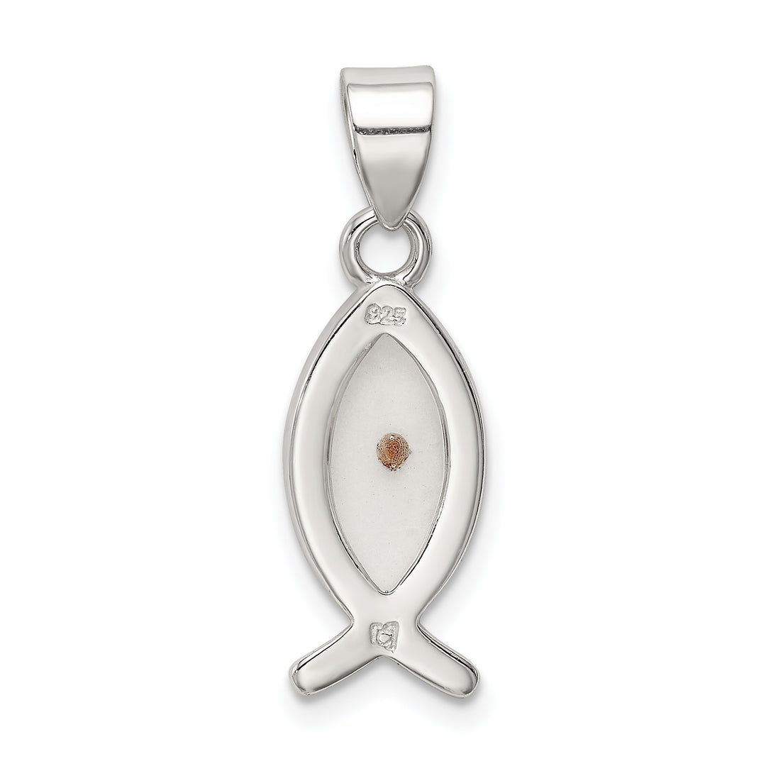 Sterling Silver Rhod-pltd Enameled Mustard Seed Ichthus Fish Pendant