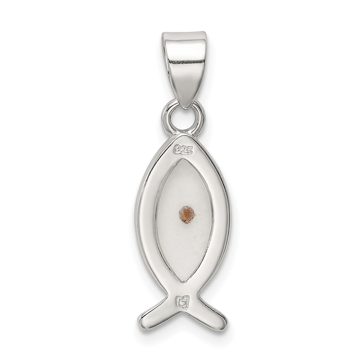 Sterling Silver Rhod-pltd Enameled Mustard Seed Ichthus Fish Pendant