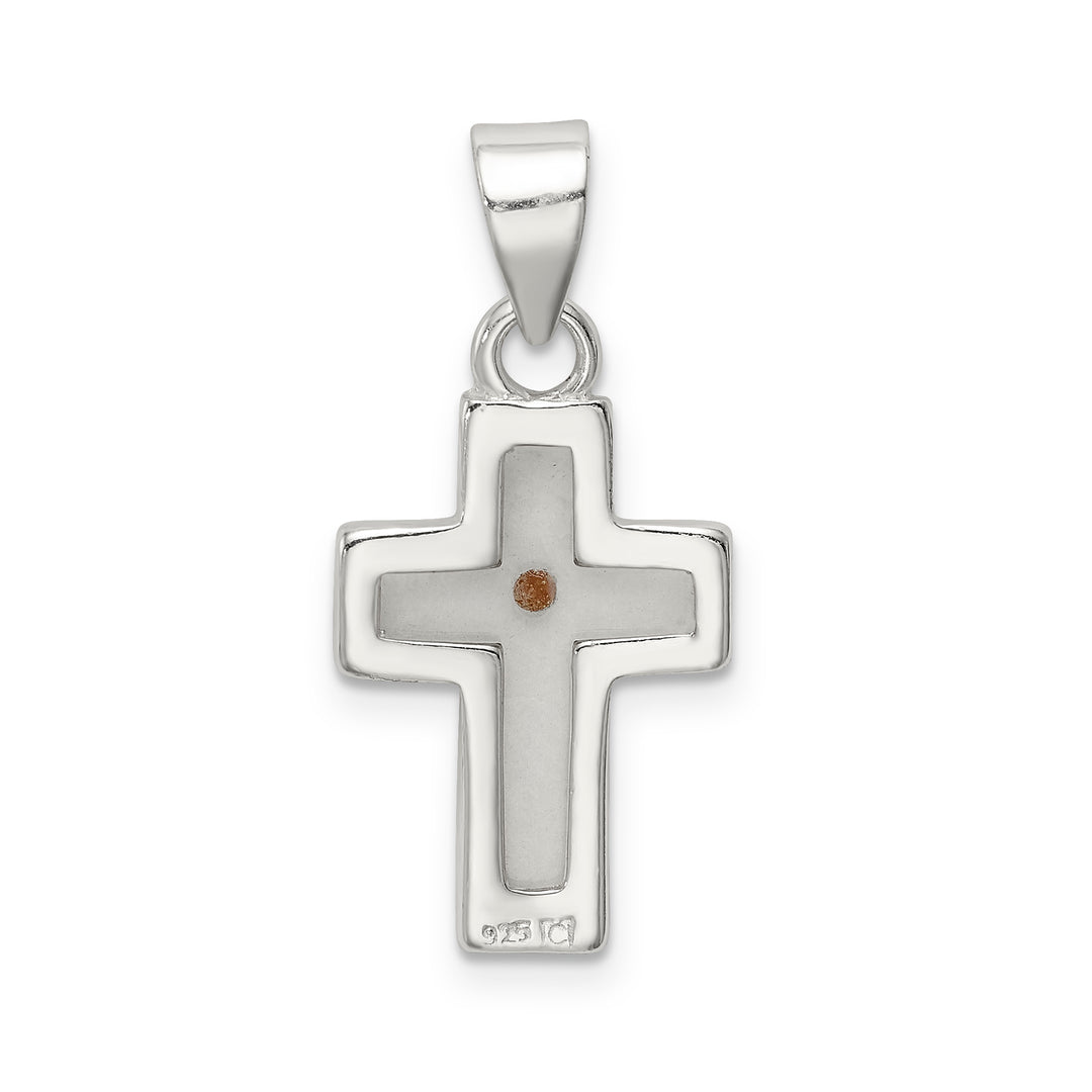Sterling Silver Enameled Mustard Seed Cross Pendant