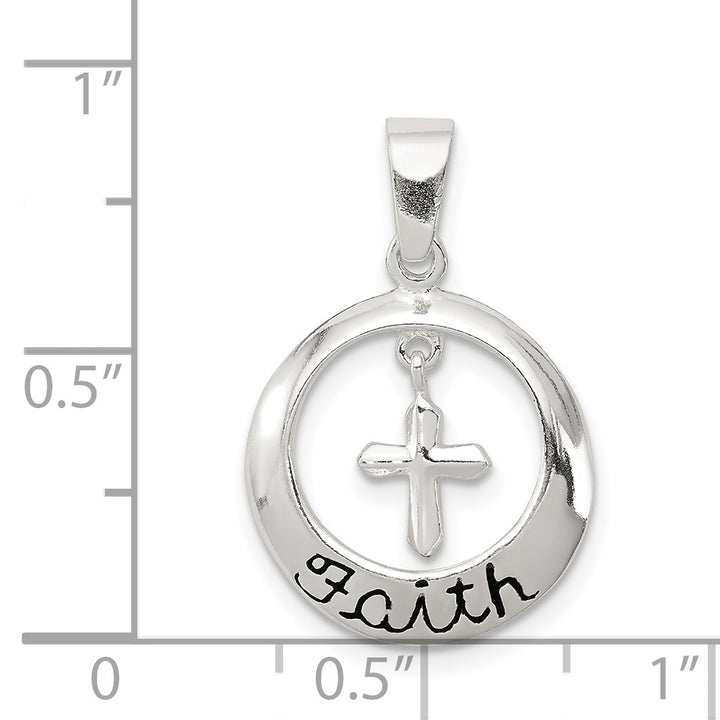 Sterling Silver Antiqued Faith with Cross Pendant