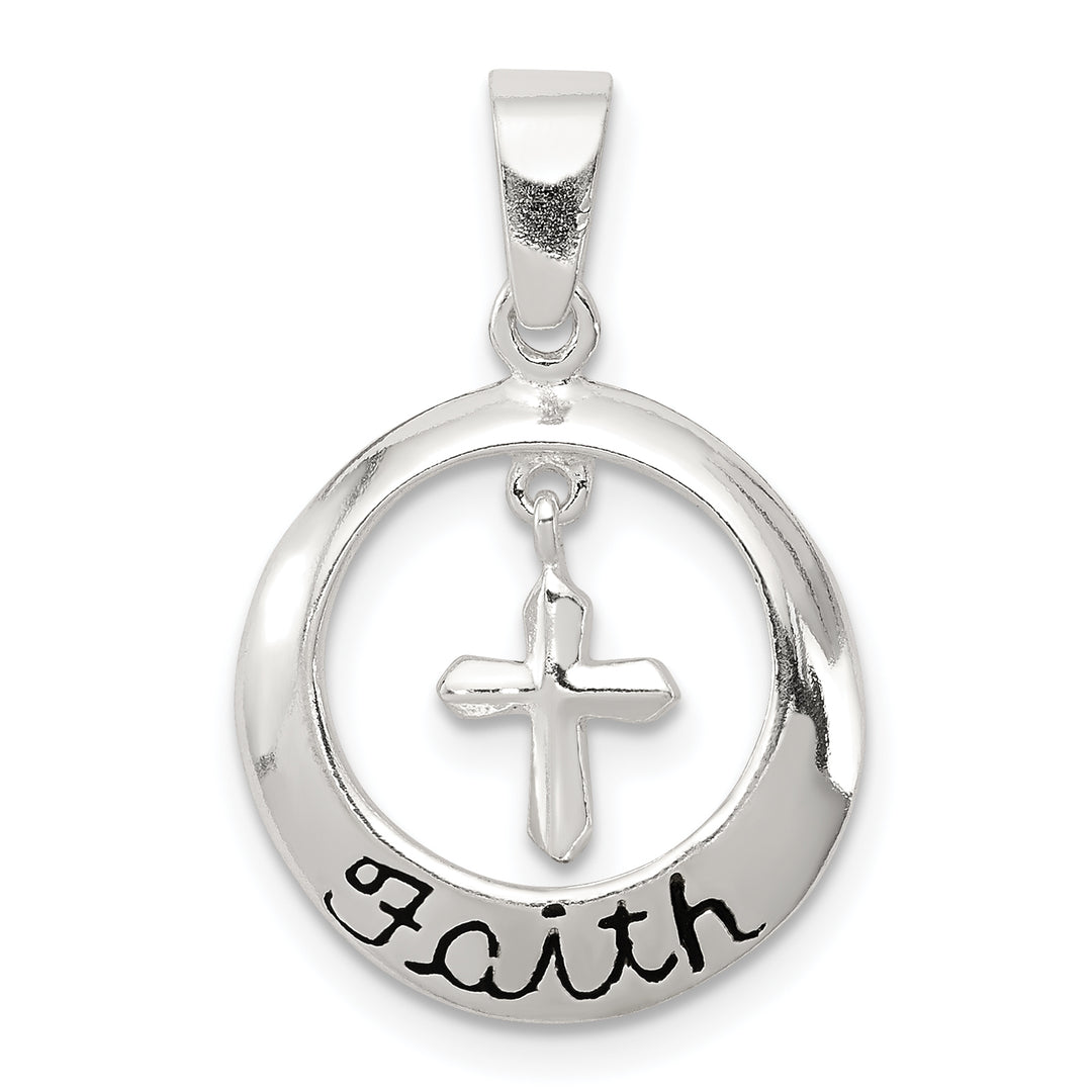 Sterling Silver Antiqued Faith with Cross Pendant